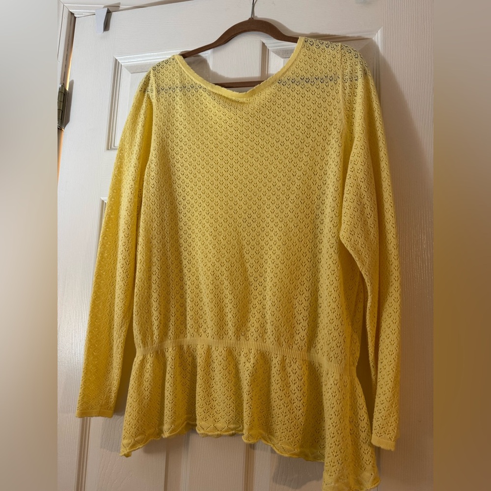 ModCloth lemon yellow peplum sweater, 3xl